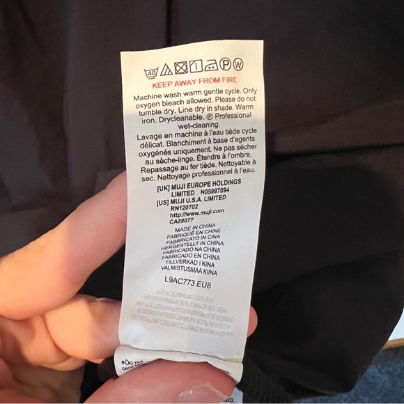 Muji Black Lagenlook Long Line Rounded Hem Cotton Midi Dress Modest Pockets - Picture 5 of 8